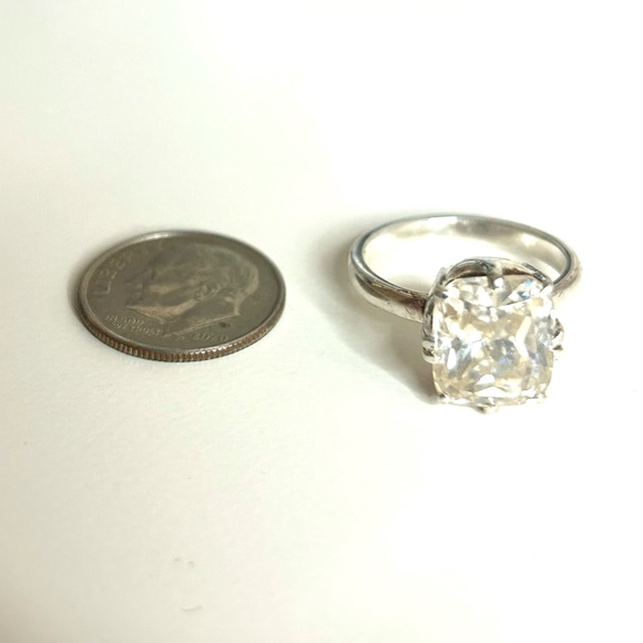 Genuine 7.00 CTs Off White Diamond Ring Cushion Cut 925 Silver - Picture 10 of 12